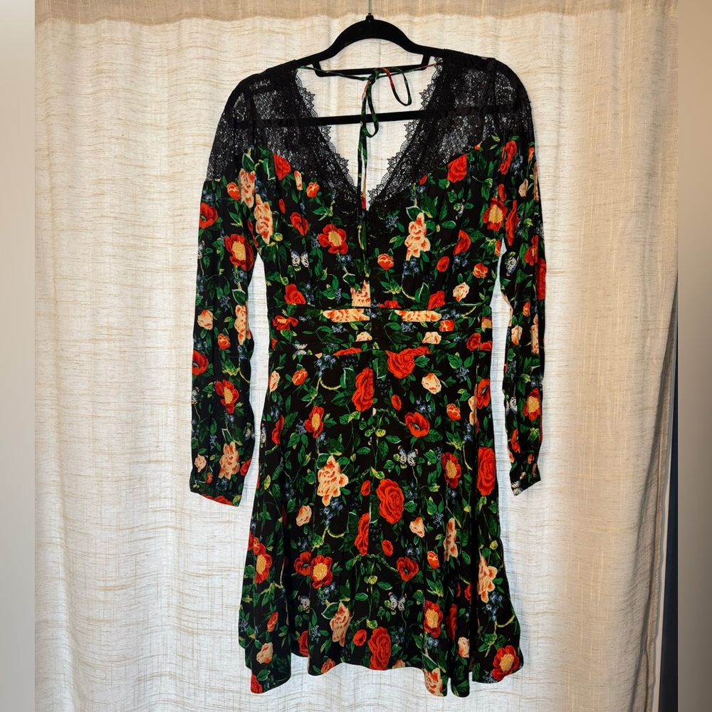 Anthropologie Floral Lace Trim Dress